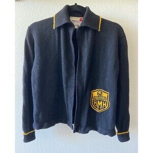 Vintage 100% Zephyr Wonder Wool General Sweater Corp Size Small Black 1962 BMH